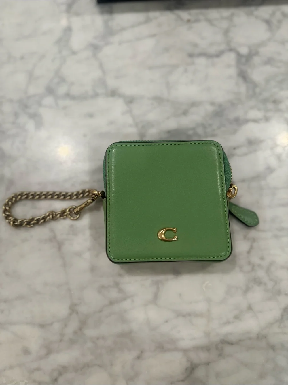 Coach Mint Green Leather Mini Chain Wallet